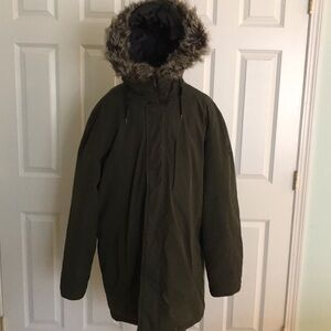 Michael Kors Olive Green Faux Fur Trim Hooded Coat 2XT Tall